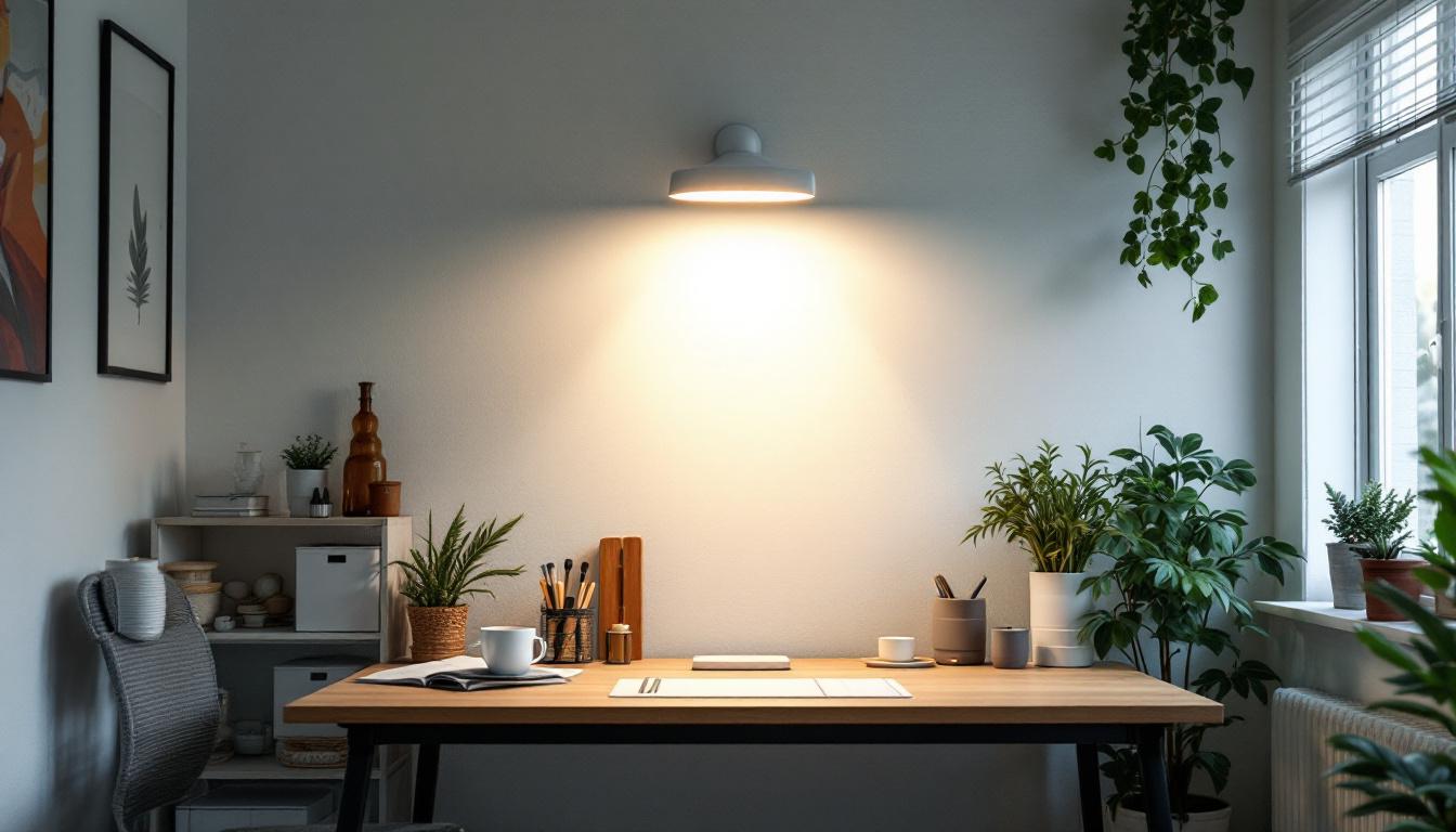 A photograph of a well-lit workspace showcasing a 2ft led light fixture in use