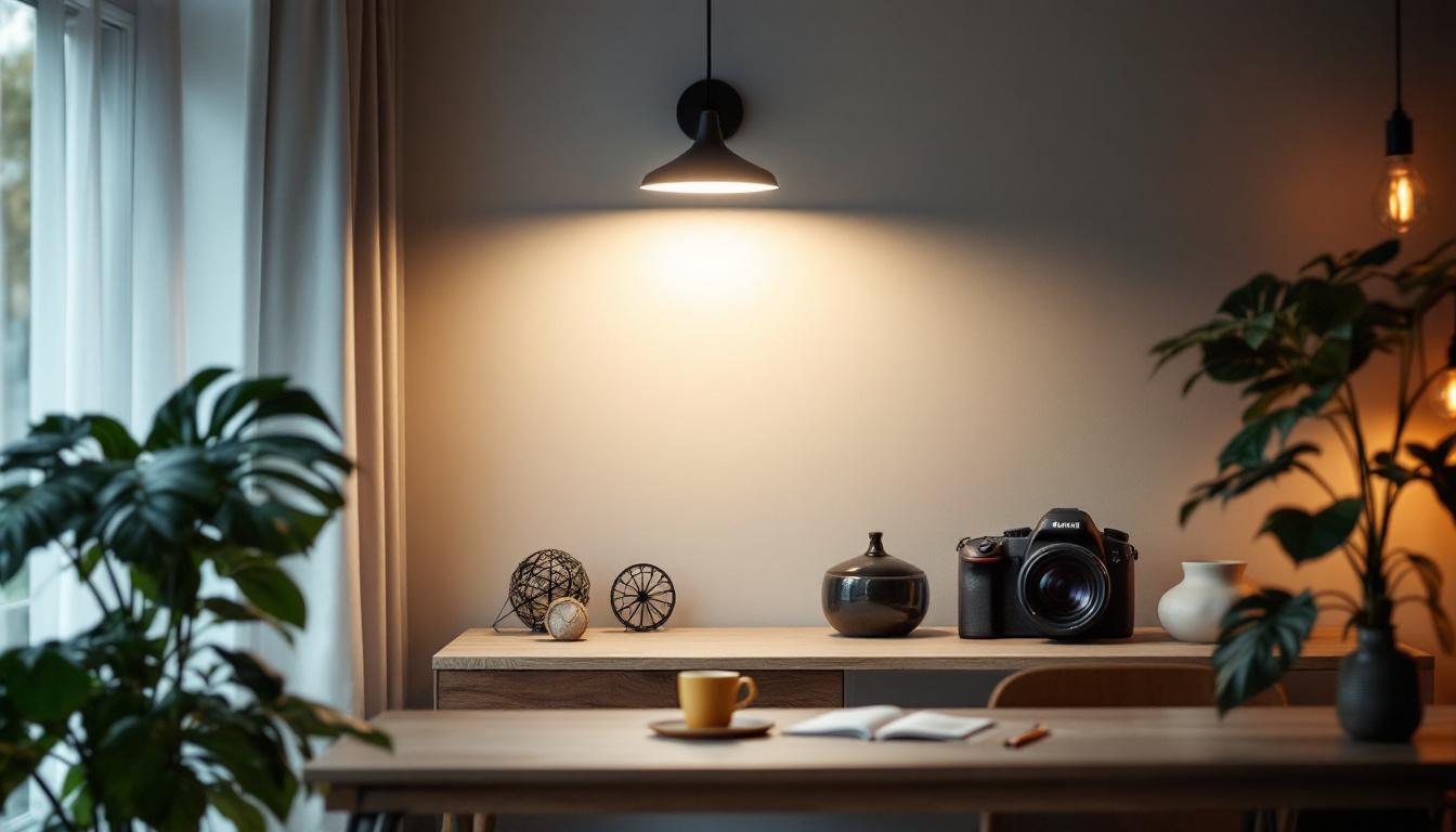 A photograph of capture a photograph of a modern led can light installed in a stylish interior setting