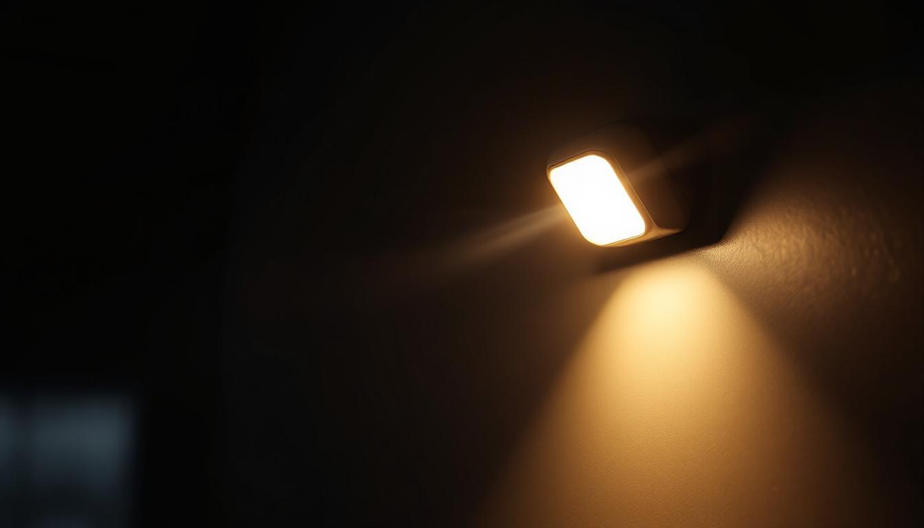 A photograph of a motion-detecting light in action