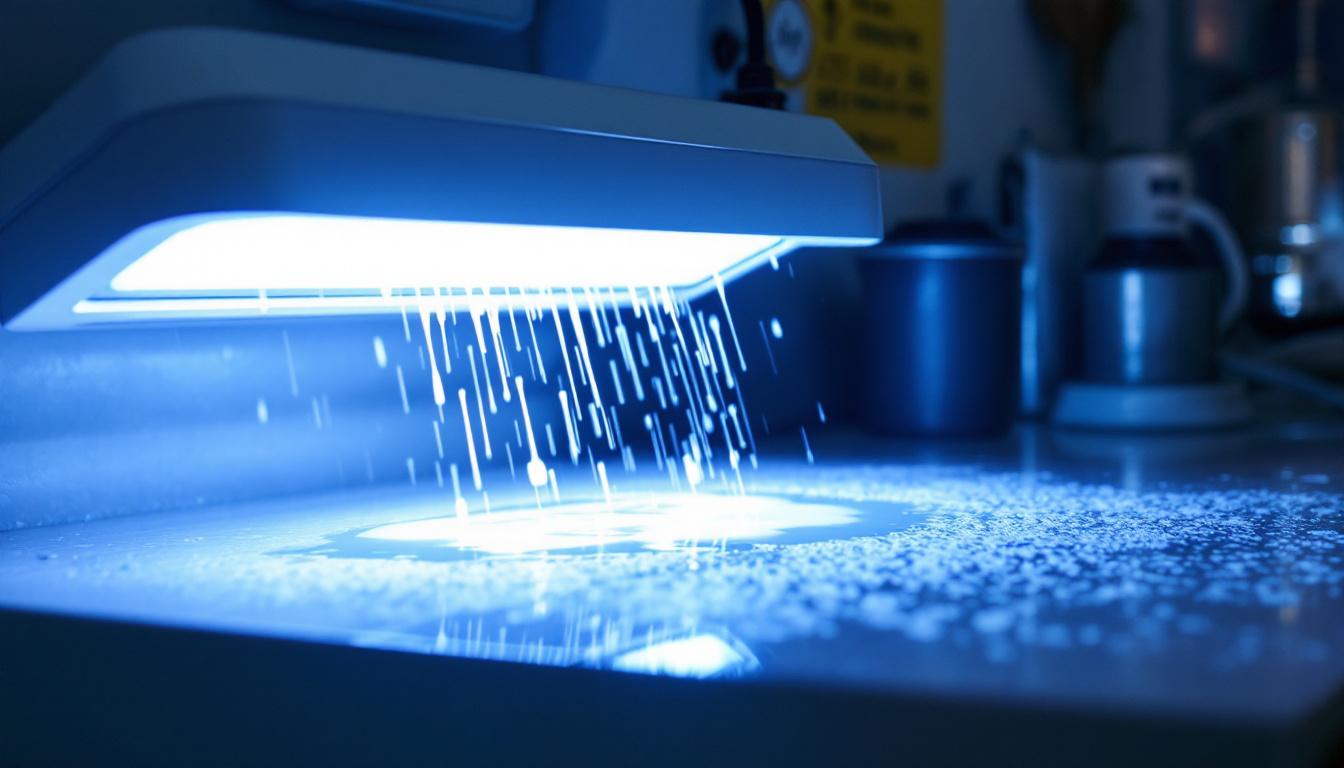A photograph of a uv light device in action