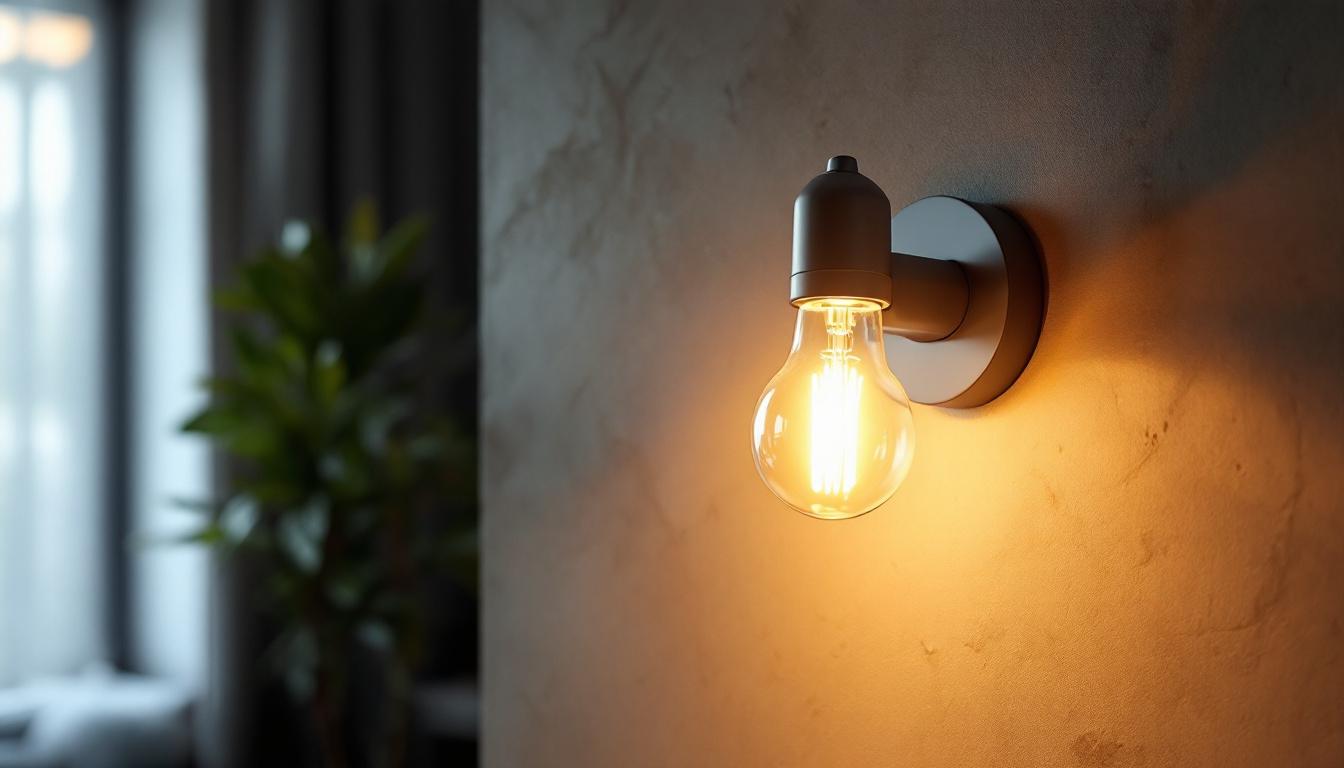A photograph of a modern strip lamp bulb installed in a stylish interior setting