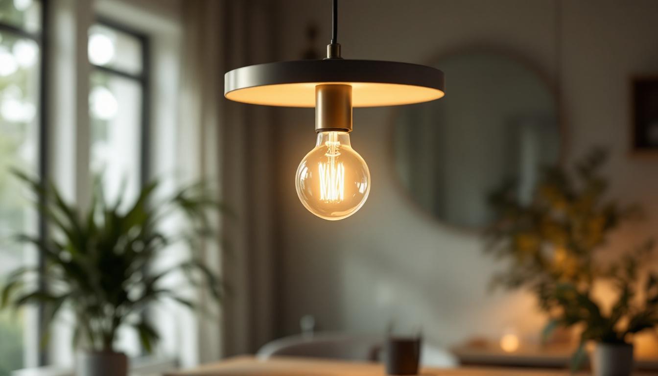 A photograph of a beautifully designed lighting fixture featuring the b921xf bulb in an aesthetically pleasing interior setting