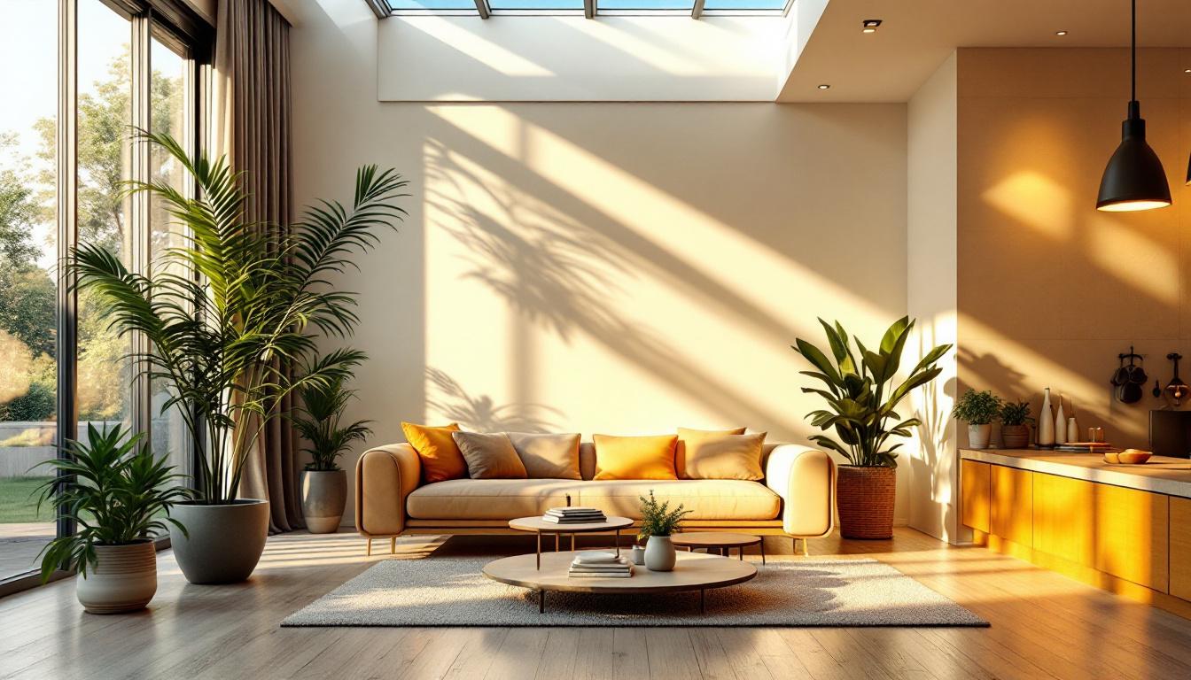 A photograph of a well-designed interior space illuminated by solar lighting