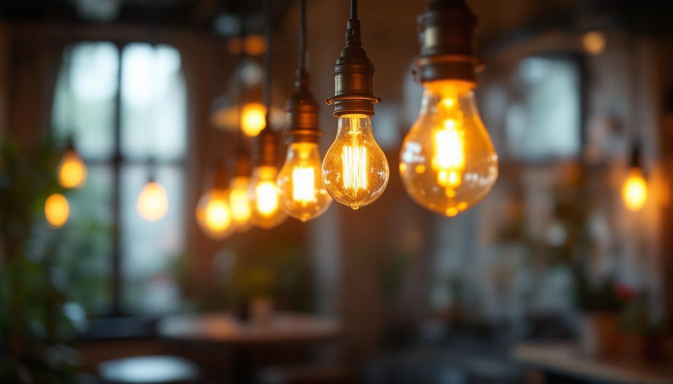A photograph of a beautifully lit interior space showcasing vintage gas lighting fixtures