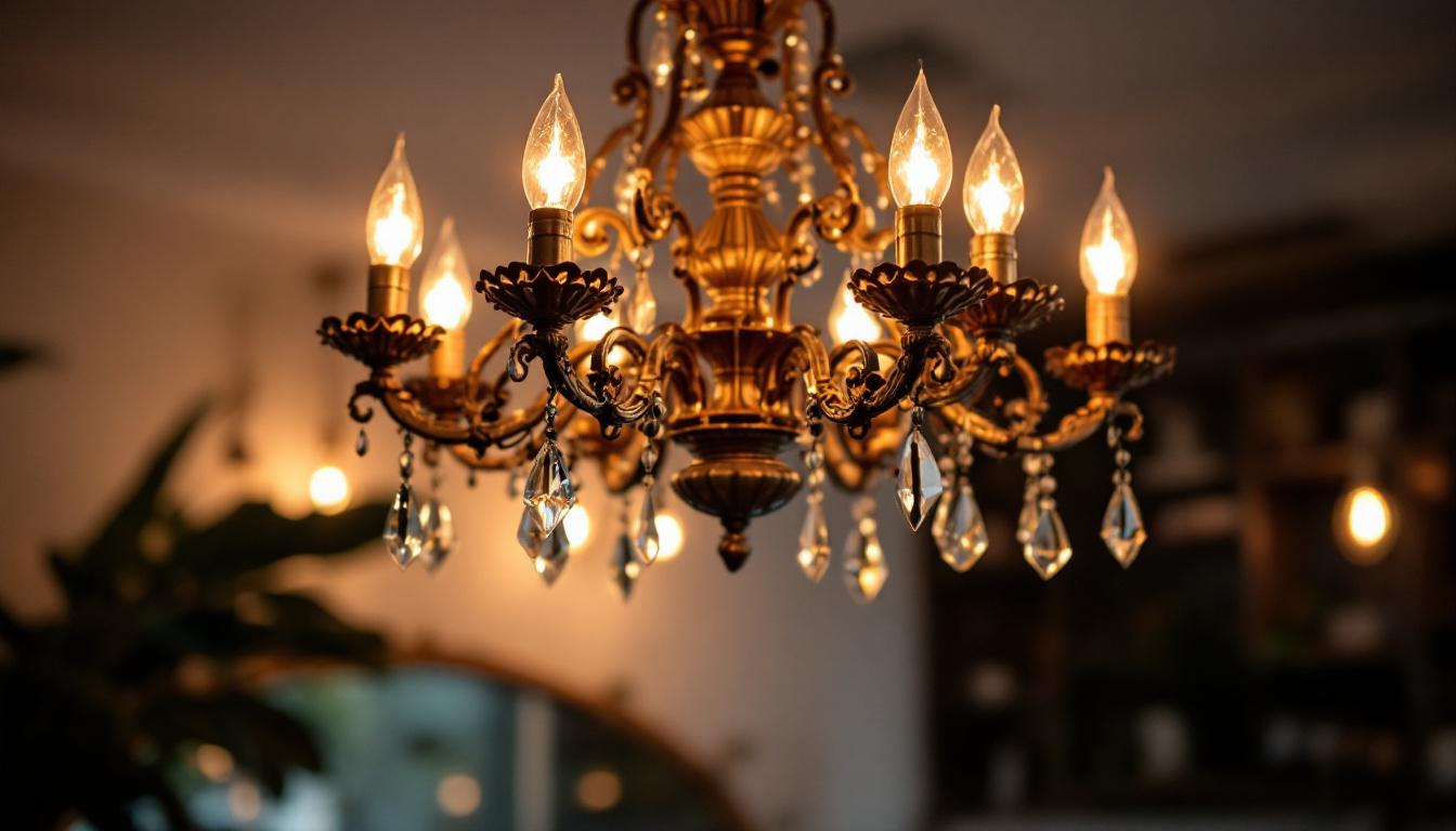 A photograph of a beautifully designed chandelier in a well-lit interior setting