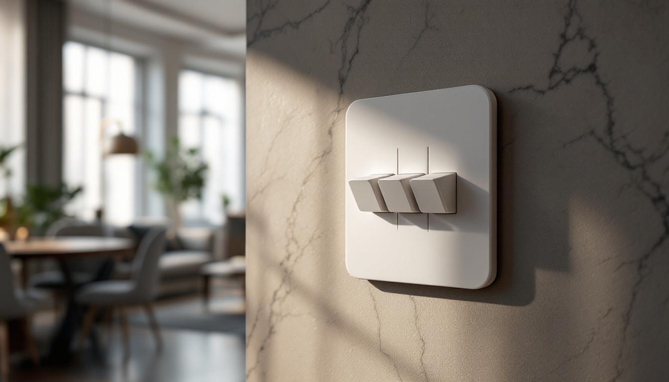 A photograph of a beautifully designed 4-post toggle switch in a stylish lighting setup