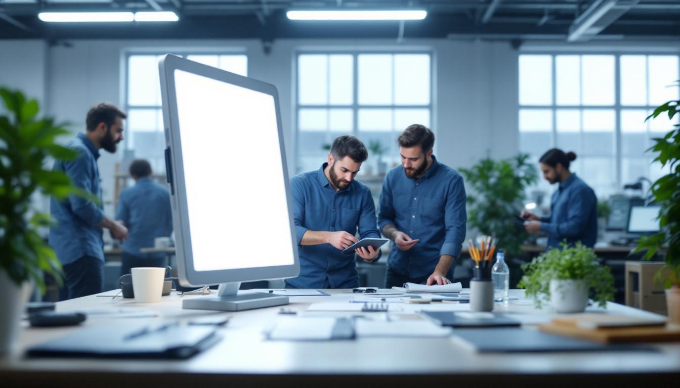A photograph of a 3-foot led light in a well-lit engineering workspace