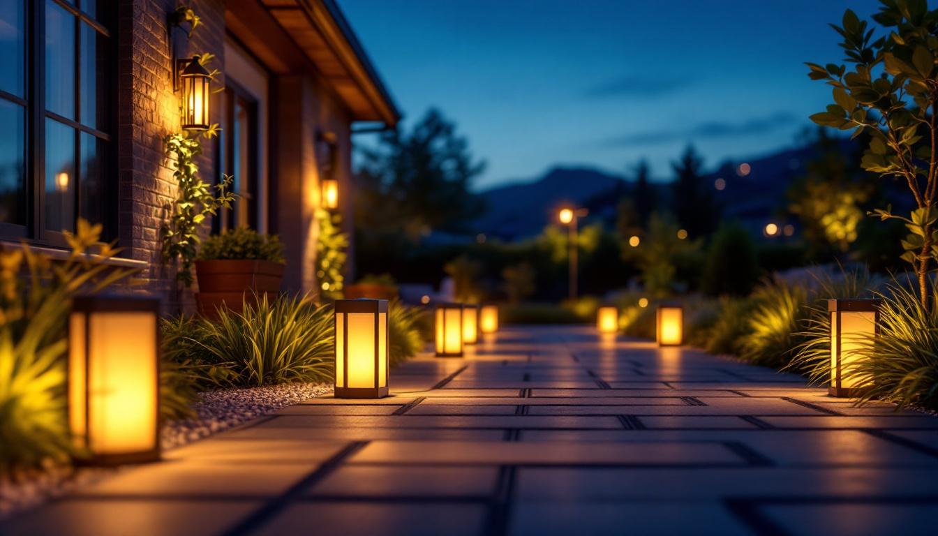 A photograph of a beautifully lit outdoor space featuring led can lights