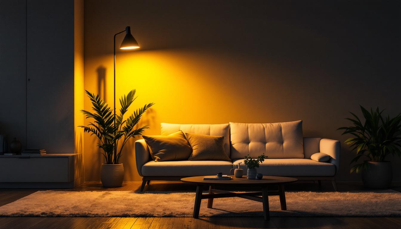 A photograph of a well-lit indoor setting showcasing a stylish battery backup emergency light in action during a simulated power outage