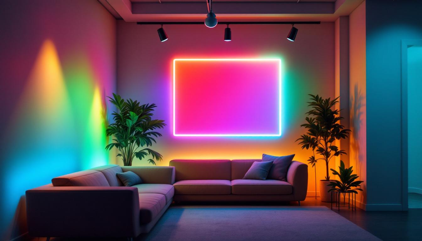 A photograph of a well-lit interior space showcasing various lighting fixtures in use