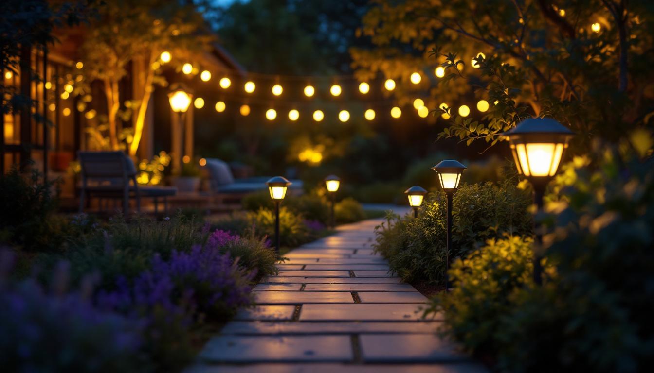 A photograph of a beautifully illuminated outdoor space at dusk