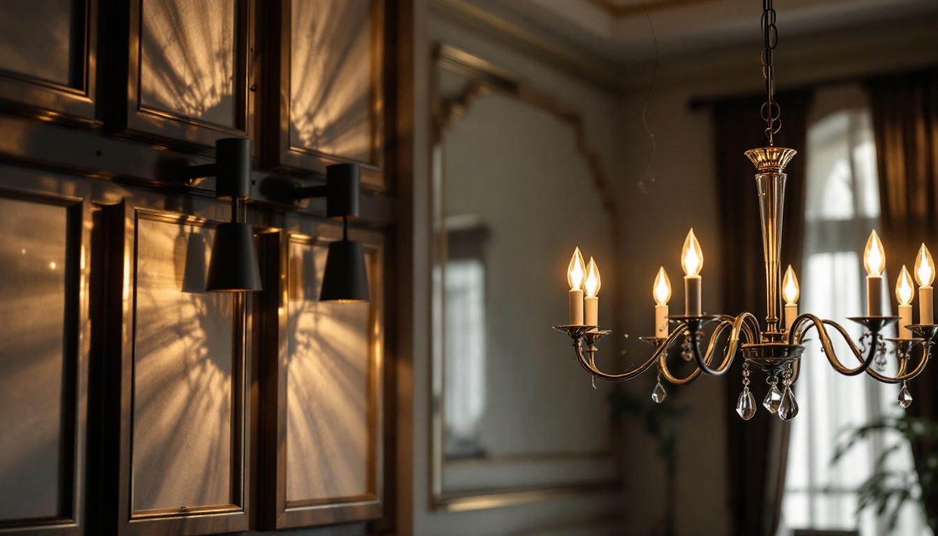 A photograph of a heavy-duty chandelier mounting kit installed in an elegant setting