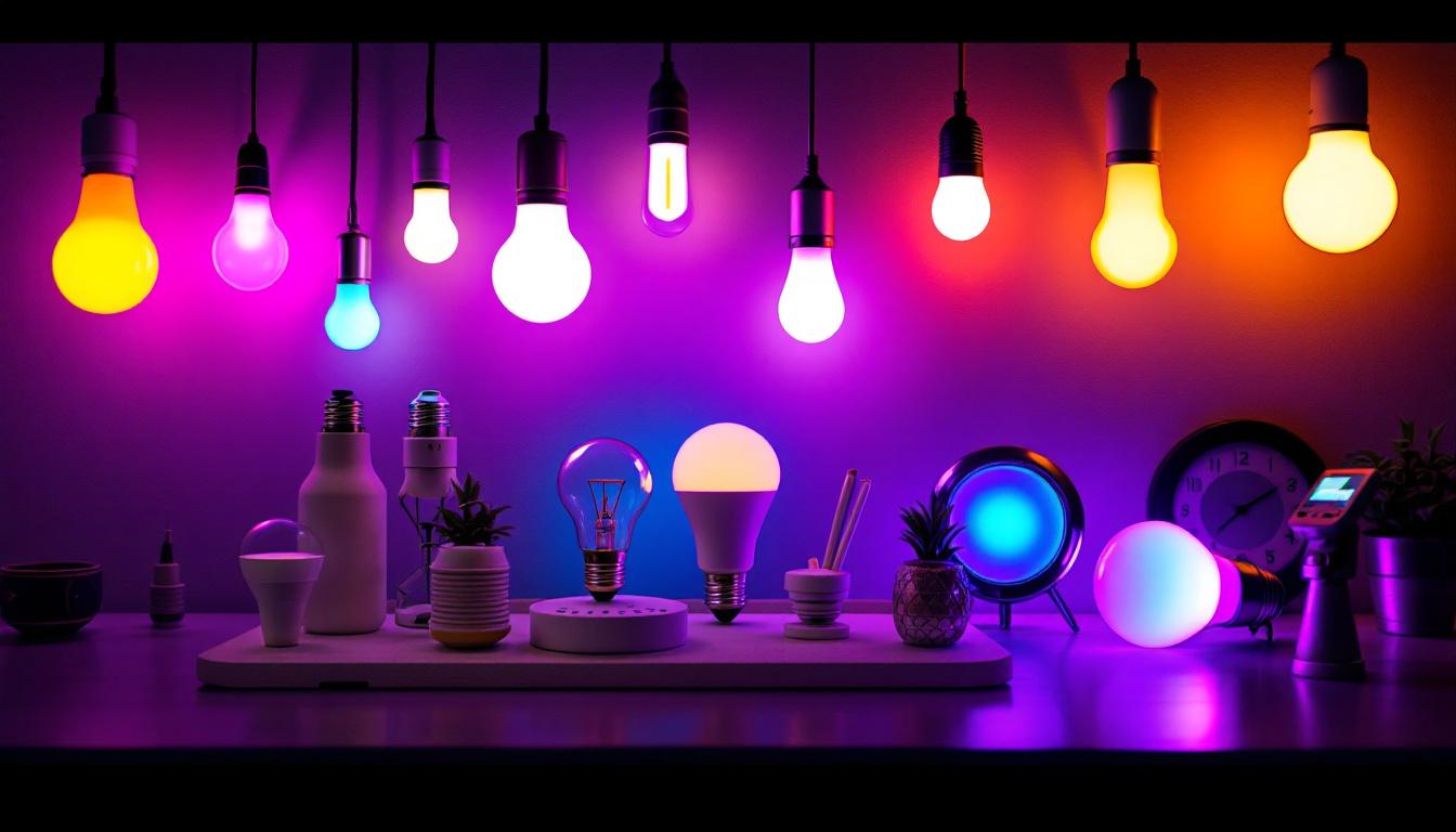 A photograph of a well-lit room showcasing various led light bulbs in use