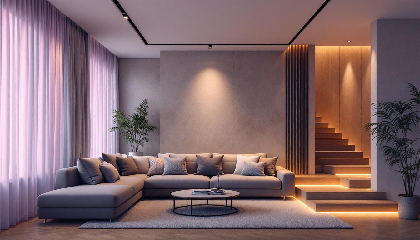A photograph of a stylishly designed room featuring boxed recessed lighting