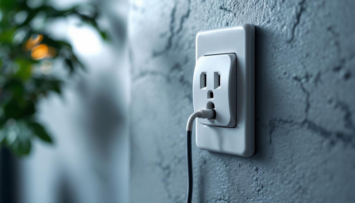 A photograph of a close-up view of a well-installed electrical receptacle outlet in a modern setting