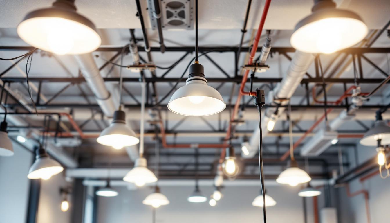 A photograph of a well-lit lighting system installation