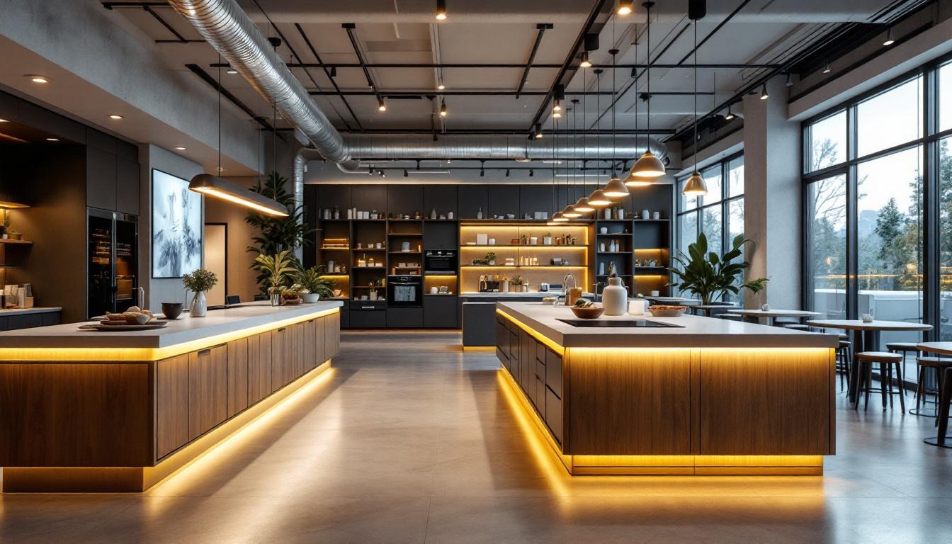A photograph of a well-lit commercial space showcasing innovative lighting solutions