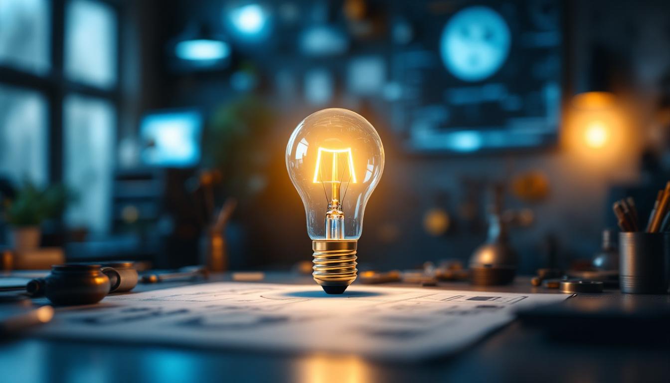 A photograph of a modern design bulb light in a well-lit environment