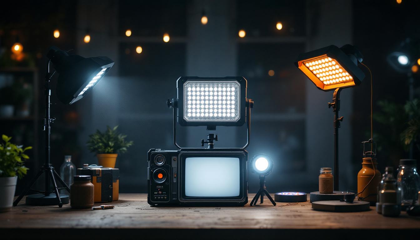 A photograph of a variety of portable lighting solutions in use