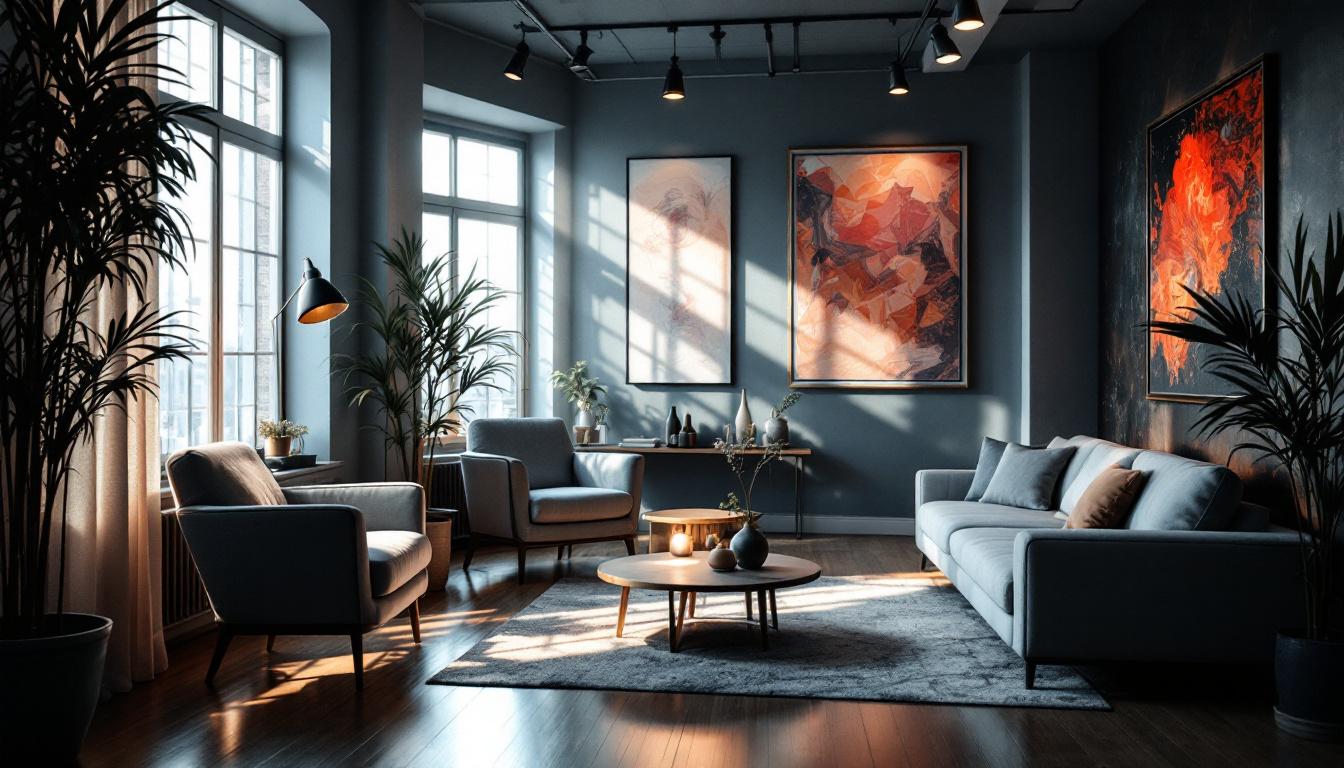 A photograph of a beautifully lit interior space that showcases the interplay of natural and artificial light