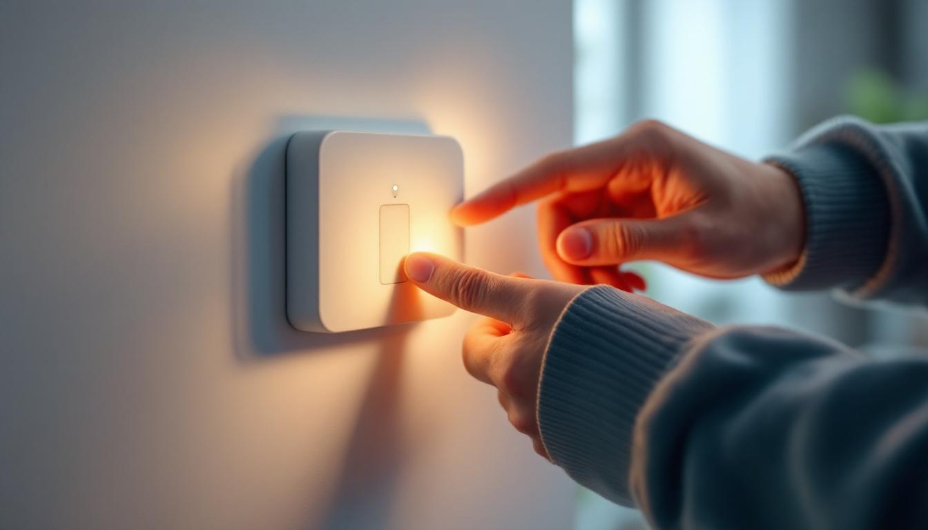 A photograph of a close-up of a motion light sensor switch being adjusted by a person
