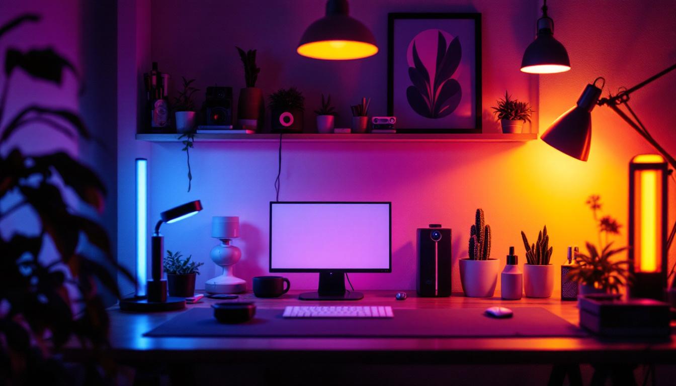 A photograph of a well-lit workspace showcasing various uv lamps in use
