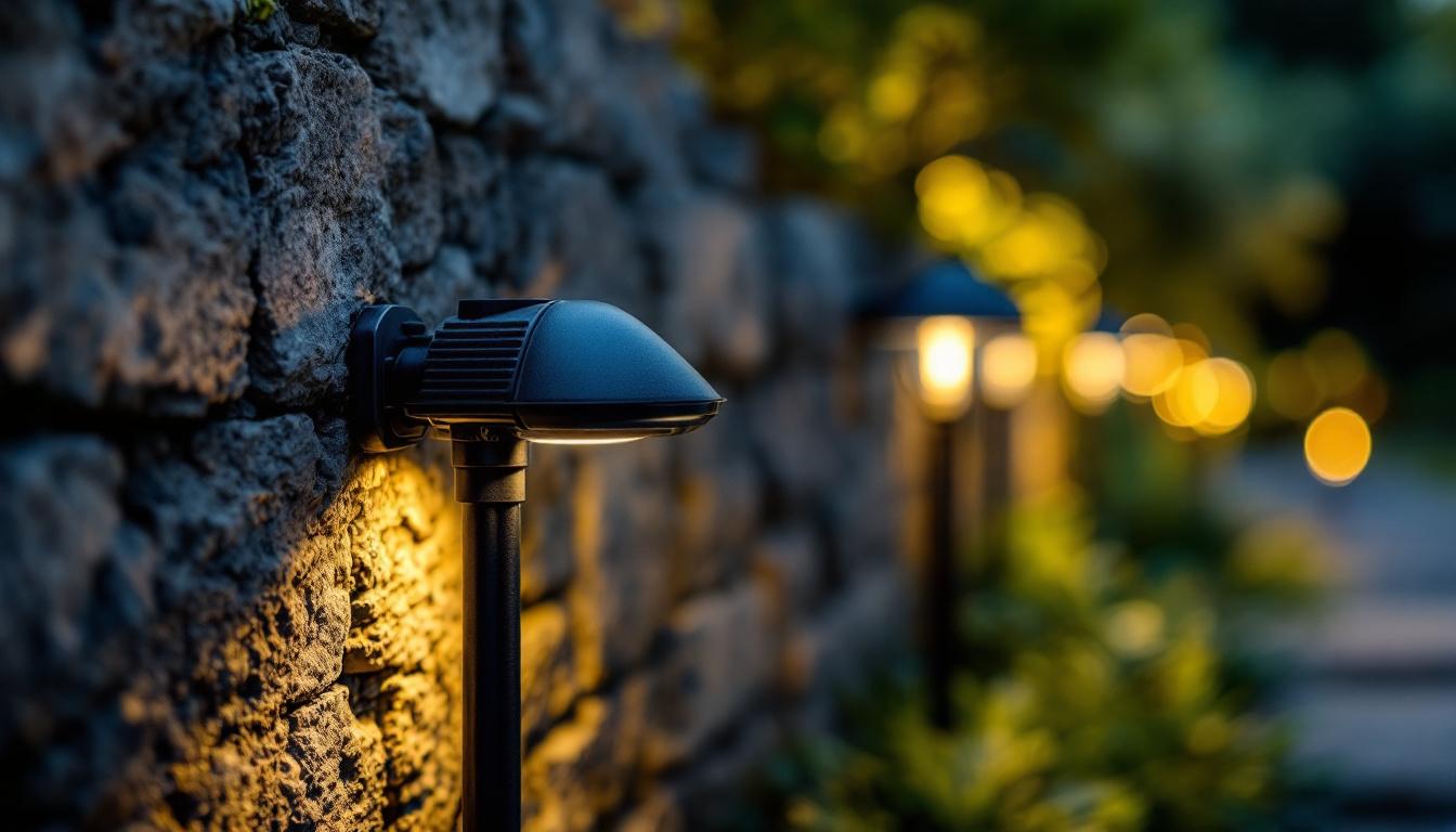 A photograph of a close-up shot of a landscape lighting wire connector in use