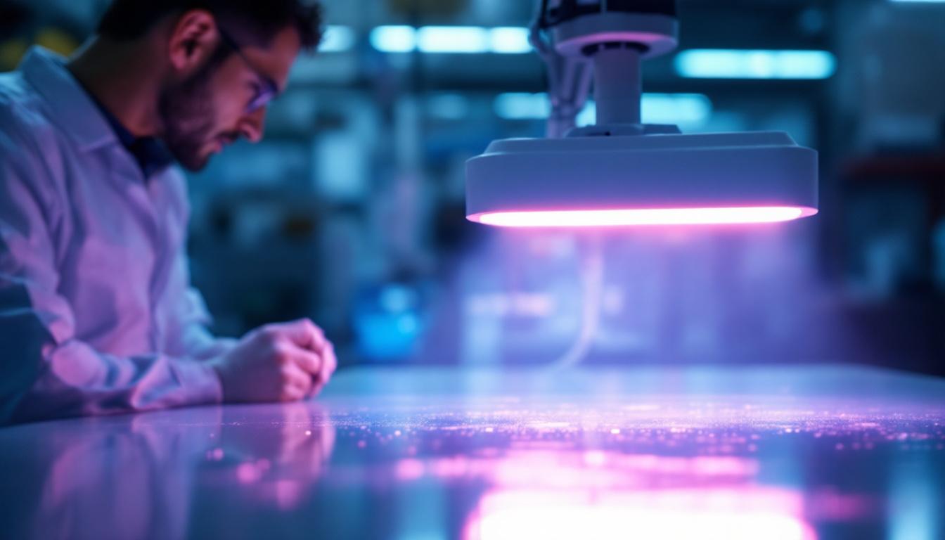 A photograph of a uv lamp in action