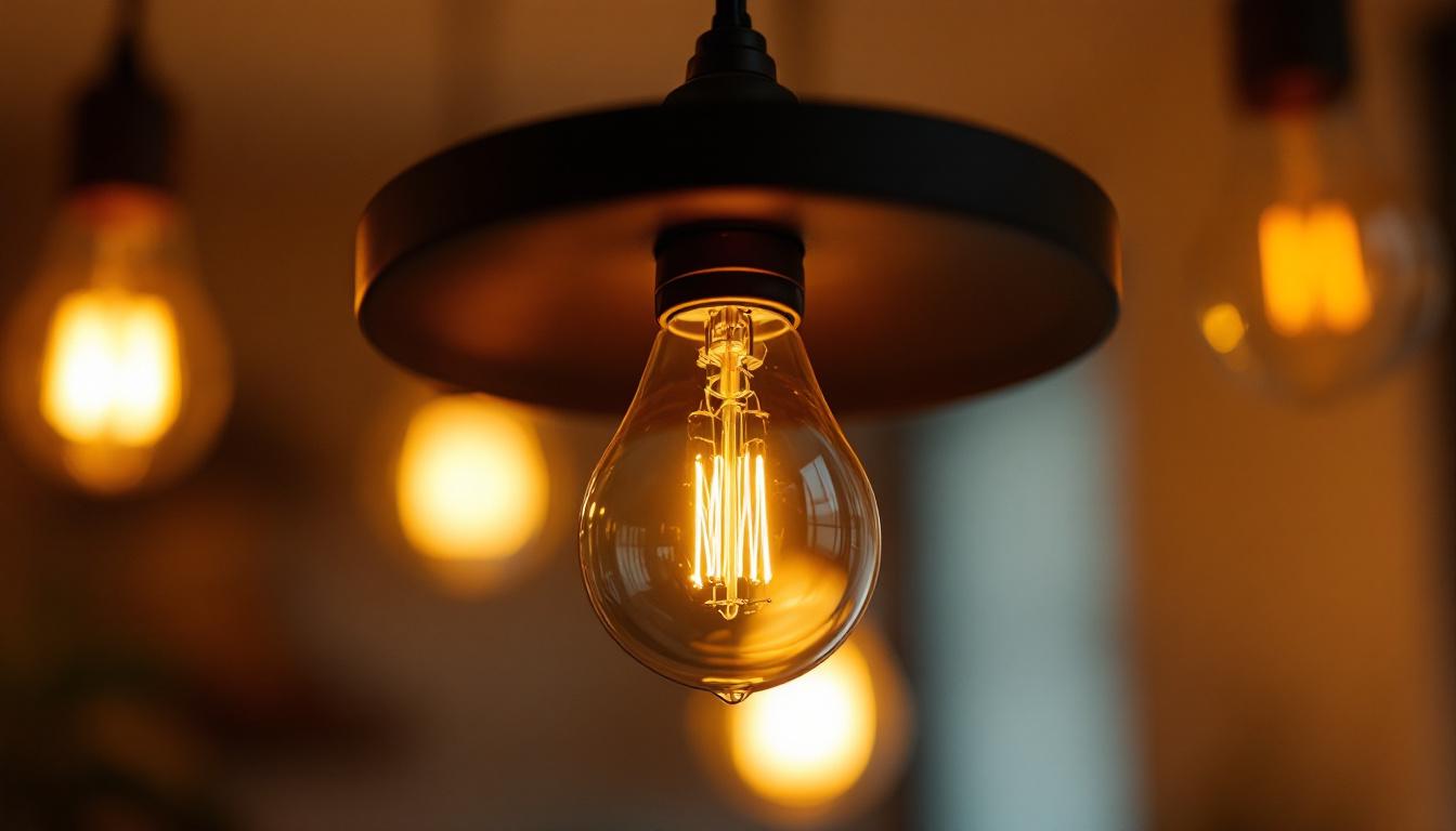 A photograph of a close-up shot of an espen 120v 60hz bulb being installed in a stylish light fixture