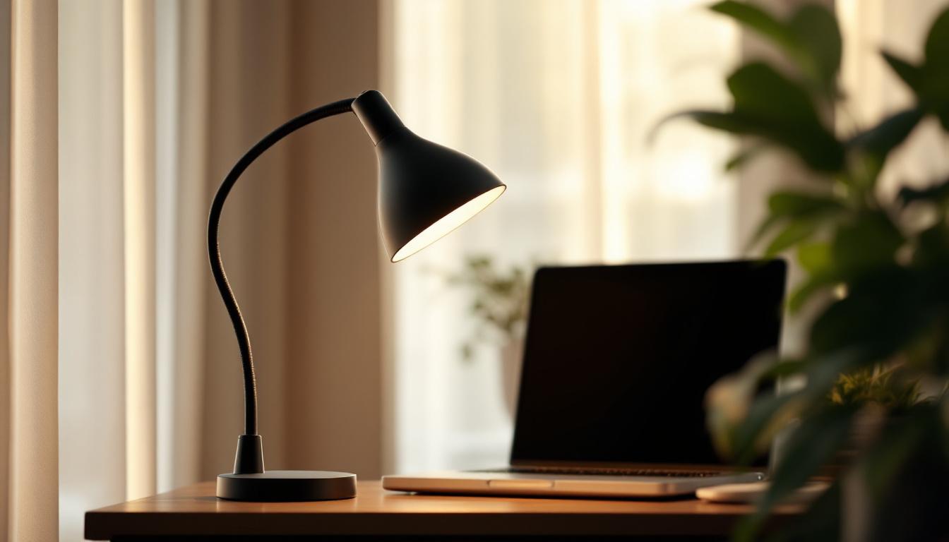 A photograph of a well-designed gooseneck lamp showcasing its key components