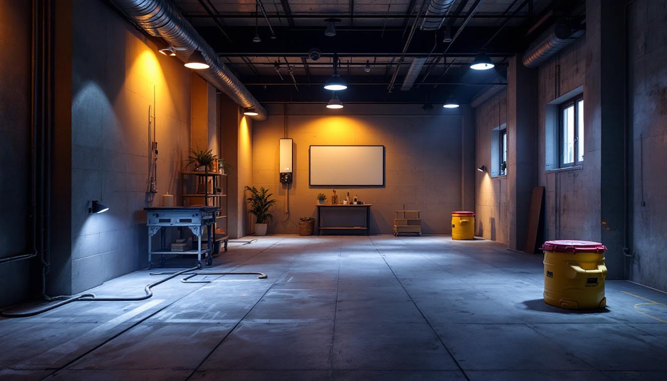 A photograph of a well-lit industrial basement showcasing energy-efficient lighting solutions