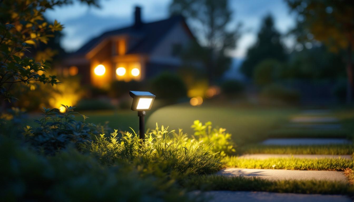 A photograph of capture a photograph of a solar flood light with an integrated sensor
