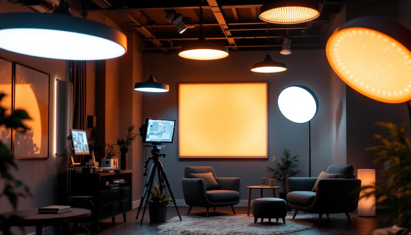 A photograph of a well-lit interior or exterior space showcasing a variety of large led lights in use