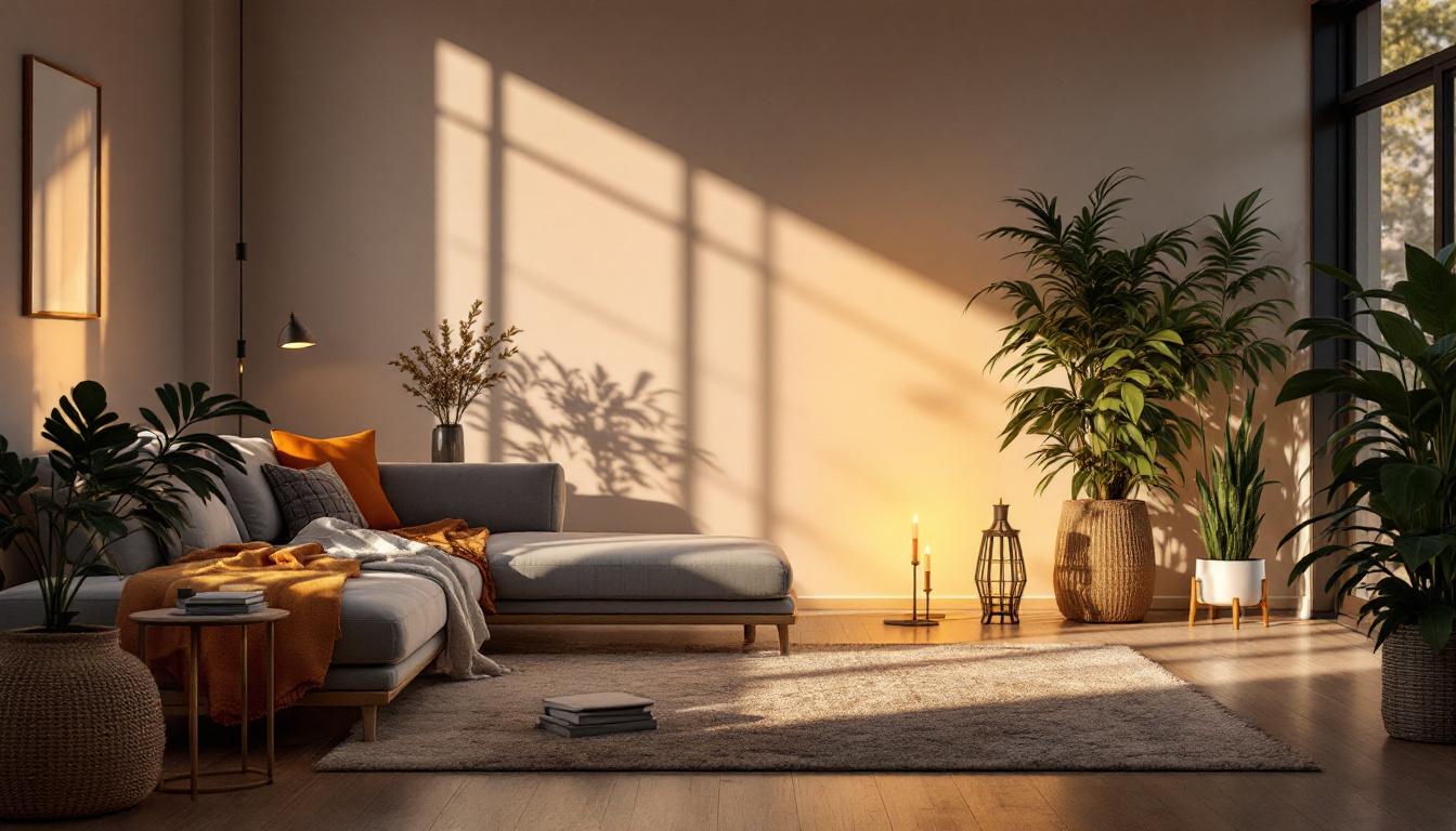 A photograph of a beautifully lit interior space showcasing various lighting techniques and their effects on the ambiance