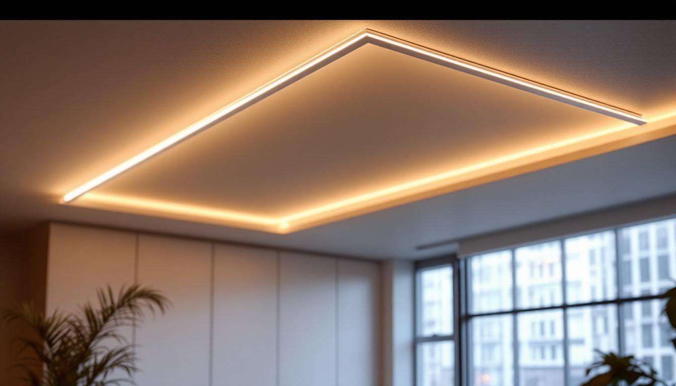 A photograph of a modern interior space showcasing a beautifully installed led strip ceiling light
