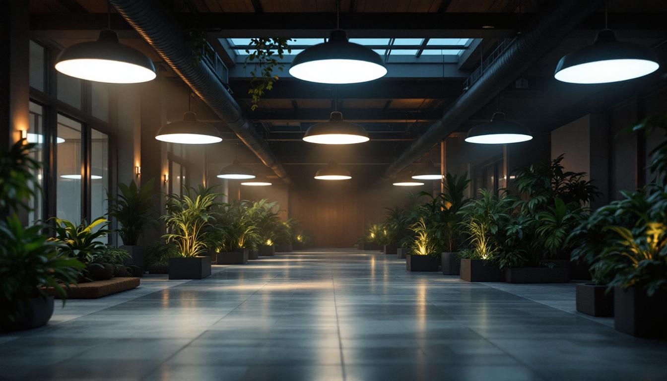 A photograph of a well-lit indoor or outdoor space showcasing various metal halide fixtures in use