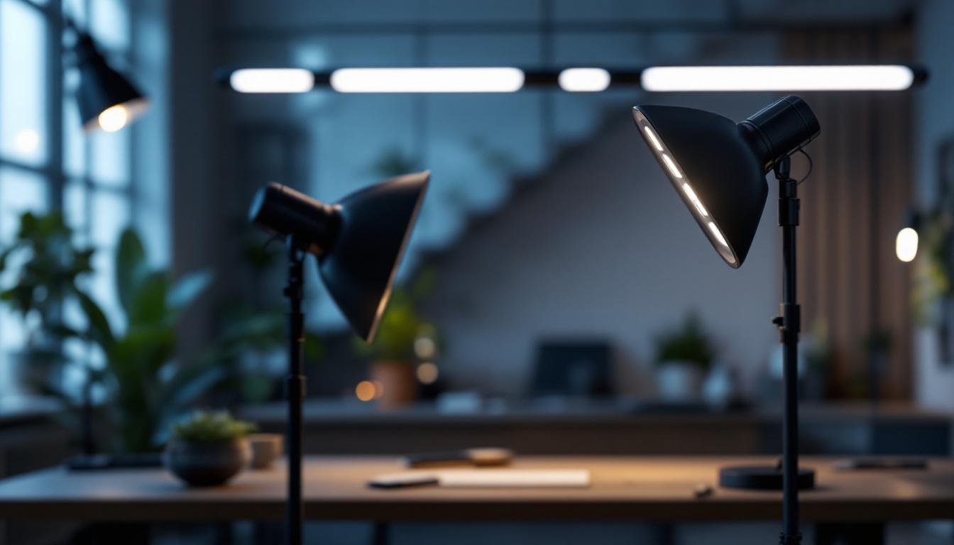 A photograph of a modern lighting setup featuring ballast-compatible led bulbs in an advanced environment