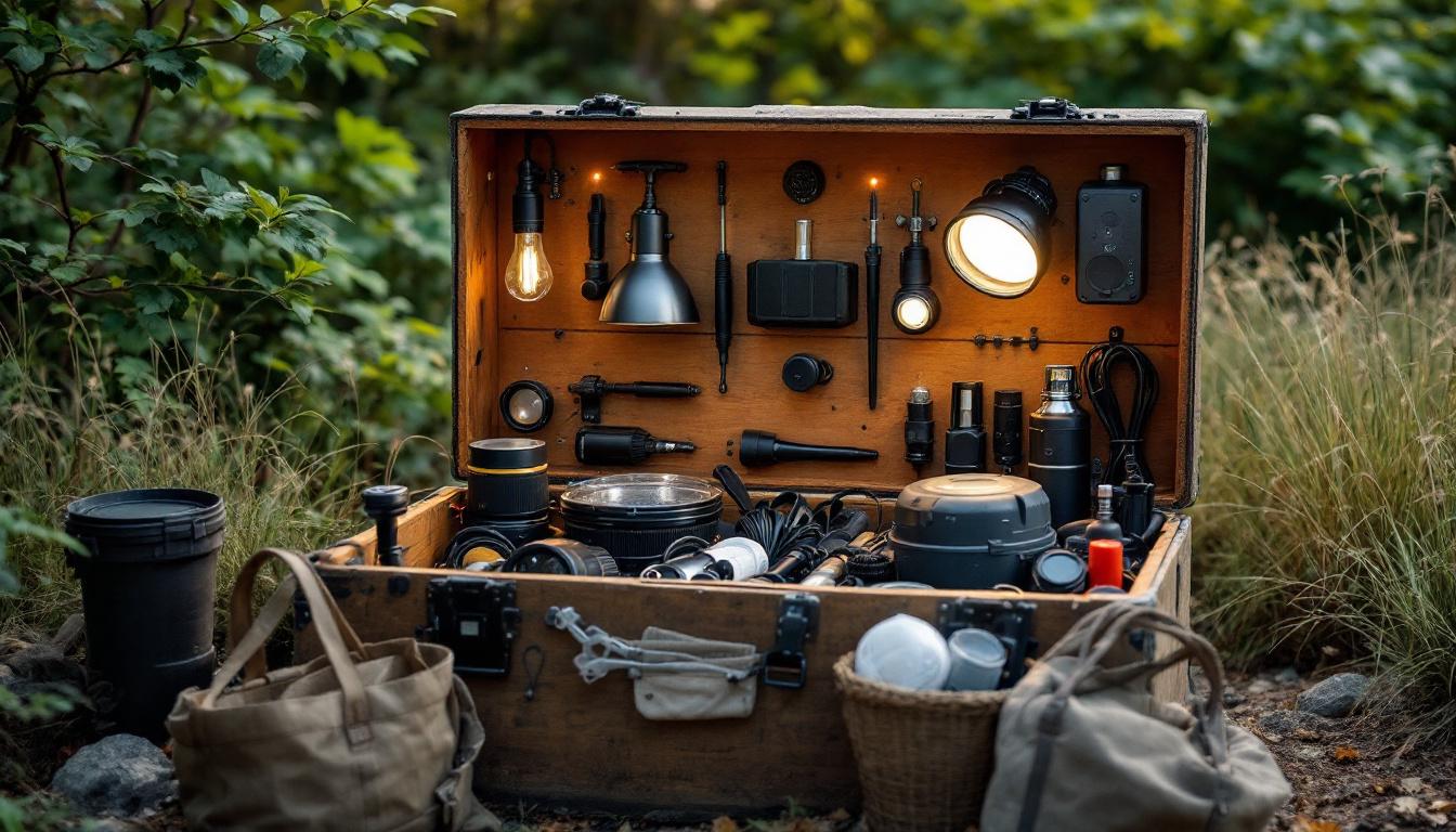 A photograph of a well-organized outdoor lighting box