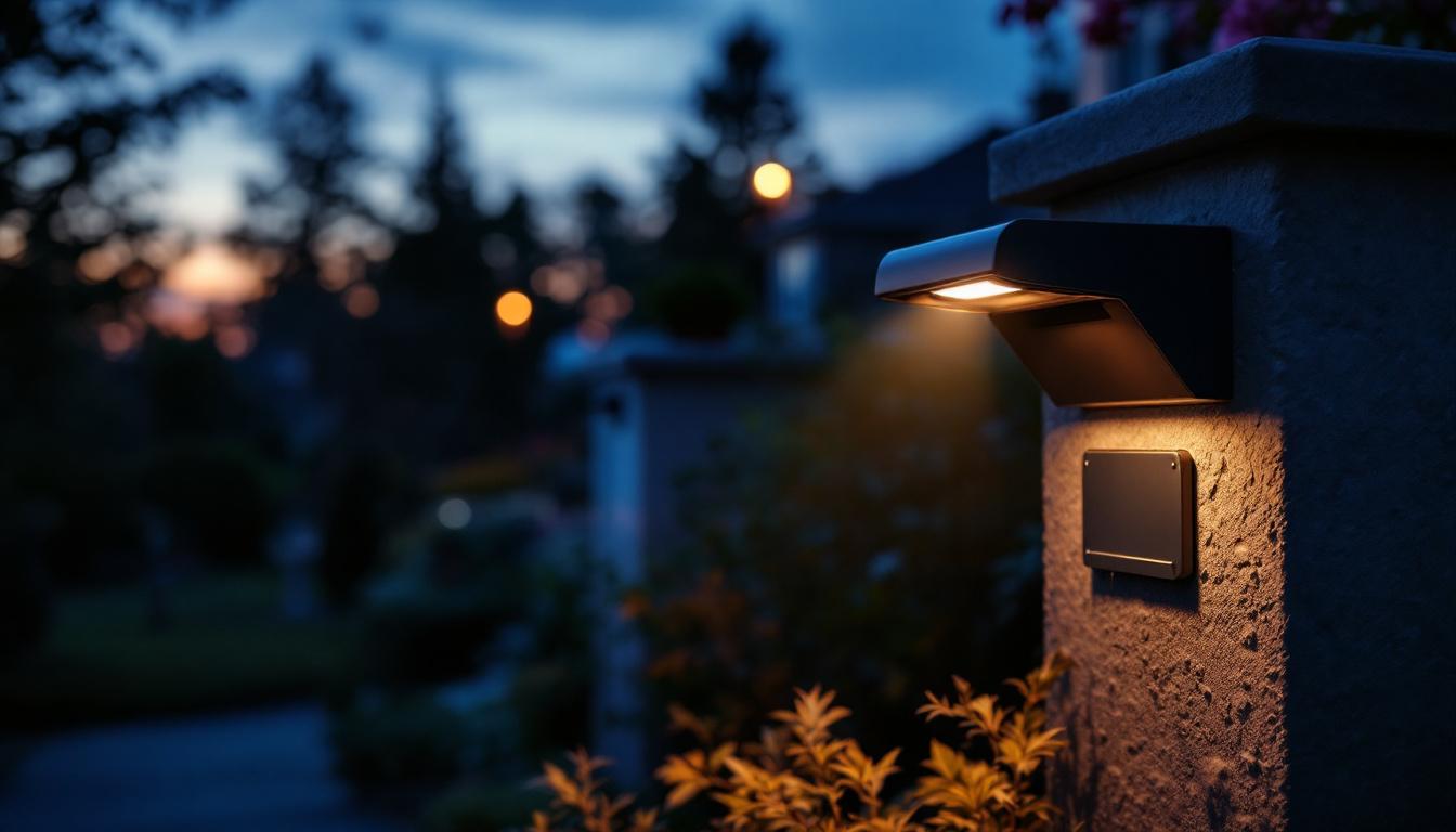 A photograph of a well-lit mailbox at dusk