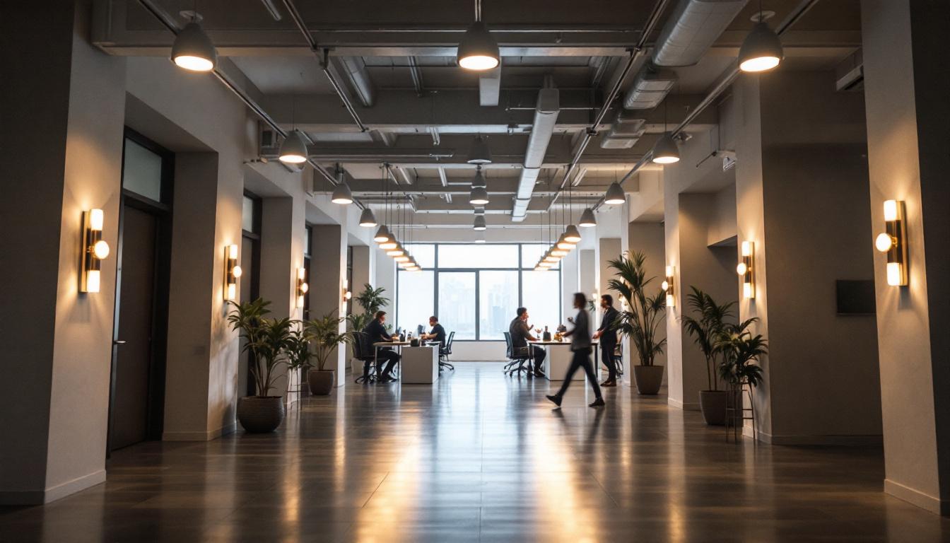 A photograph of a well-lit indoor space featuring led t8 light fixtures