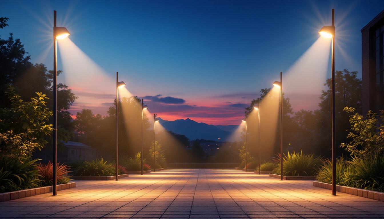 A photograph of a beautifully illuminated outdoor space at dusk