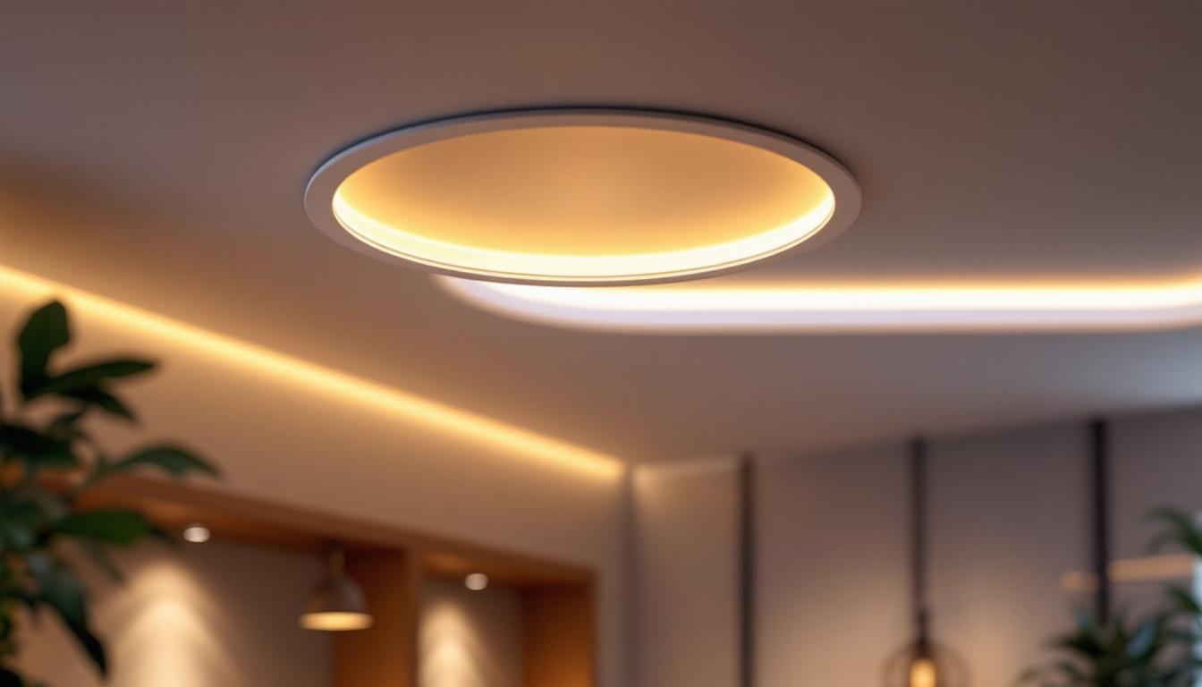 A photograph of a well-designed recessed housing light installation in a modern interior setting