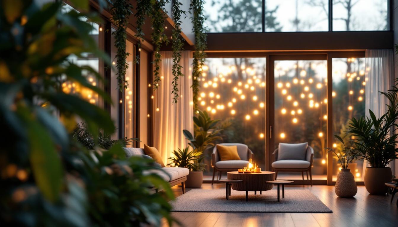 A photograph of a beautifully lit indoor or outdoor space featuring a 3 ft led strip light