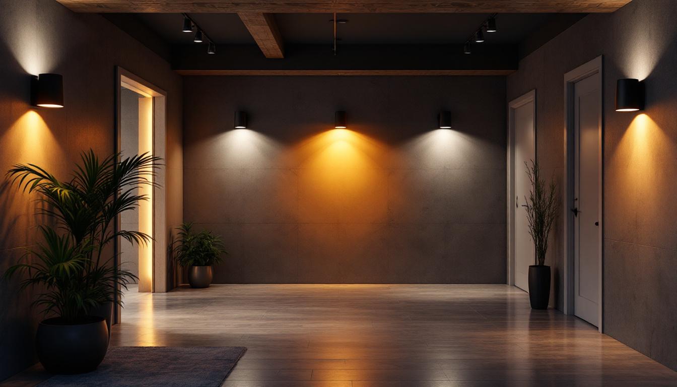 A photograph of a beautifully lit basement space showcasing various lighting options