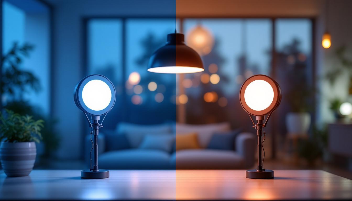 A photograph of a side-by-side comparison of a 200-watt led light and other types of lighting options
