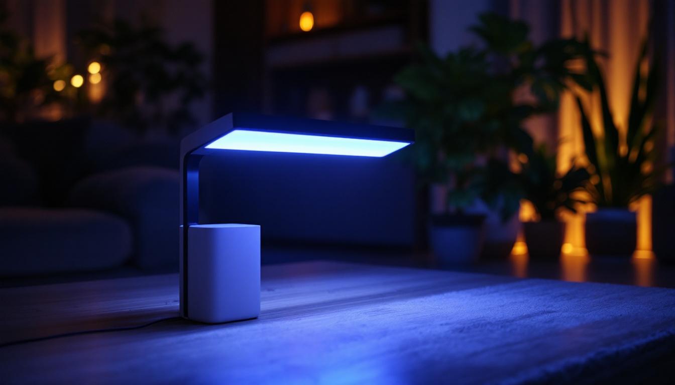 A photograph of a well-lit home setting featuring a sleek