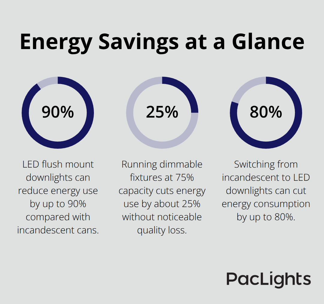 Percentage chart comparing energy savings from LEDs and dimming strategies. - Best flush mount downlight