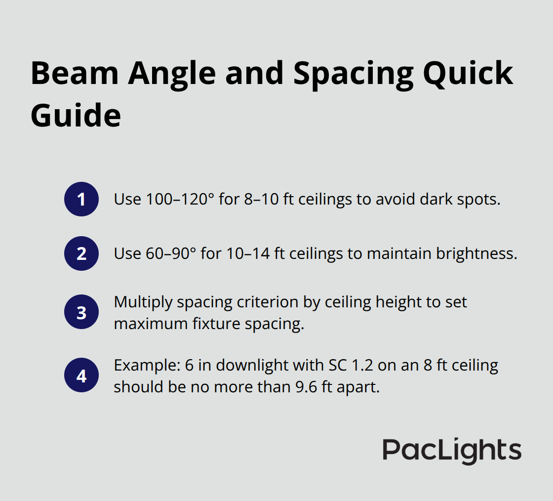 Quick rules for choosing beam angles and spacing for commercial downlights by ceiling height. - commercial downlight options