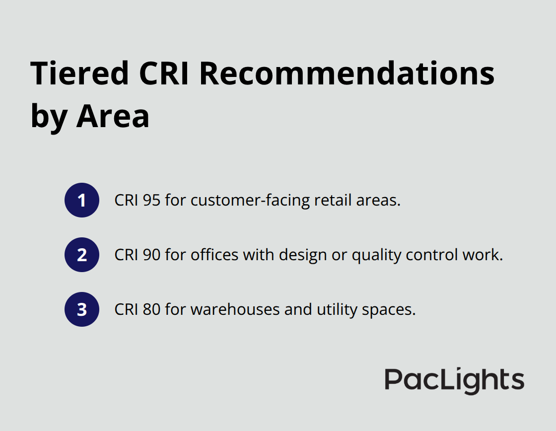 Quick guide to match CRI levels to different commercial zones - commercial downlights color rendering