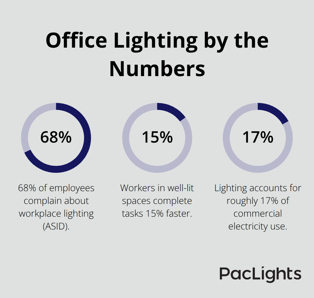 Key office lighting statistics on employee experience, performance, and energy use in U.S. offices - Commercial downlights for offices